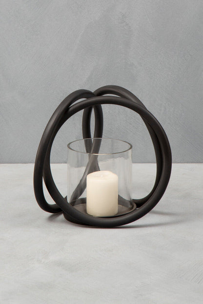 Aura Small Matte Black Finish Candle Holder - Image 4