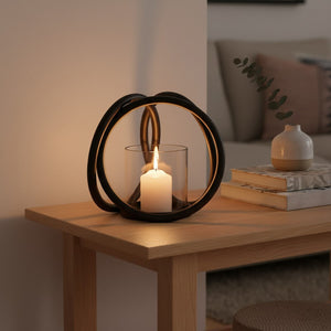 Small Matte Black Finish Candle Holder | Aura