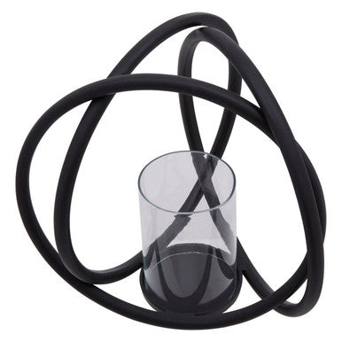 Aura Medium Matte Black Finish Candle Holder