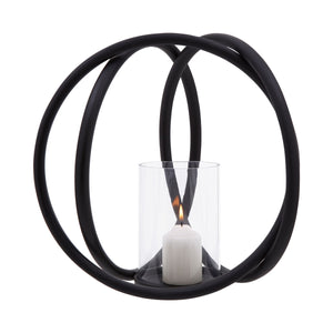 Aura Medium Matte Black Finish Candle Holder