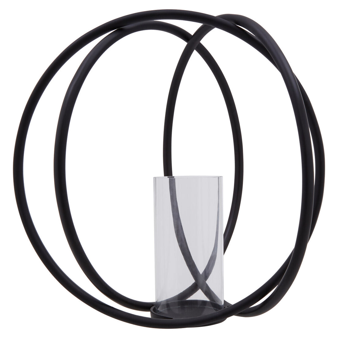 Aura Large Matte Black Finish Candle Holder