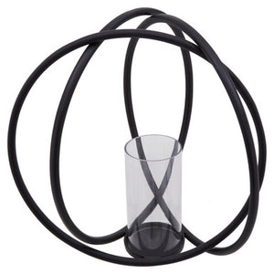 Aura Large Matte Black Finish Candle Holder