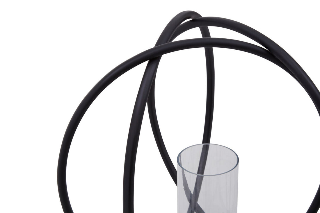 Aura Large Matte Black Finish Candle Holder