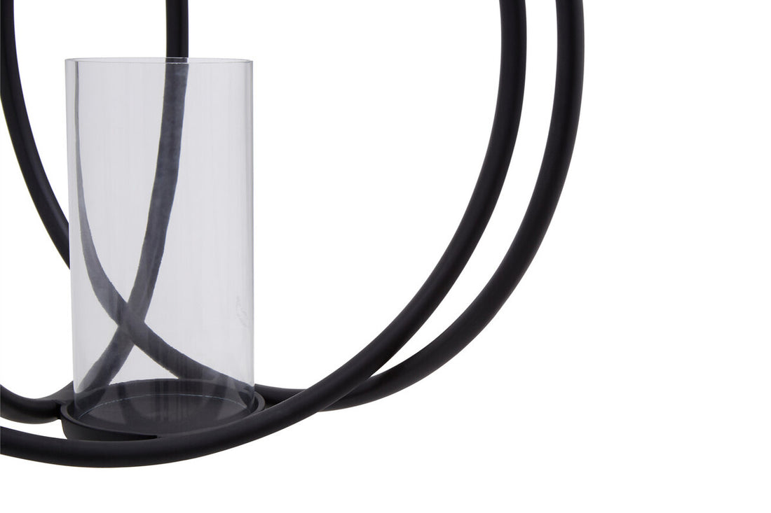 Aura Large Matte Black Finish Candle Holder