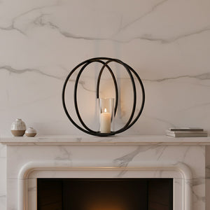 Large Matte Black Finish Candle Holder | Aura