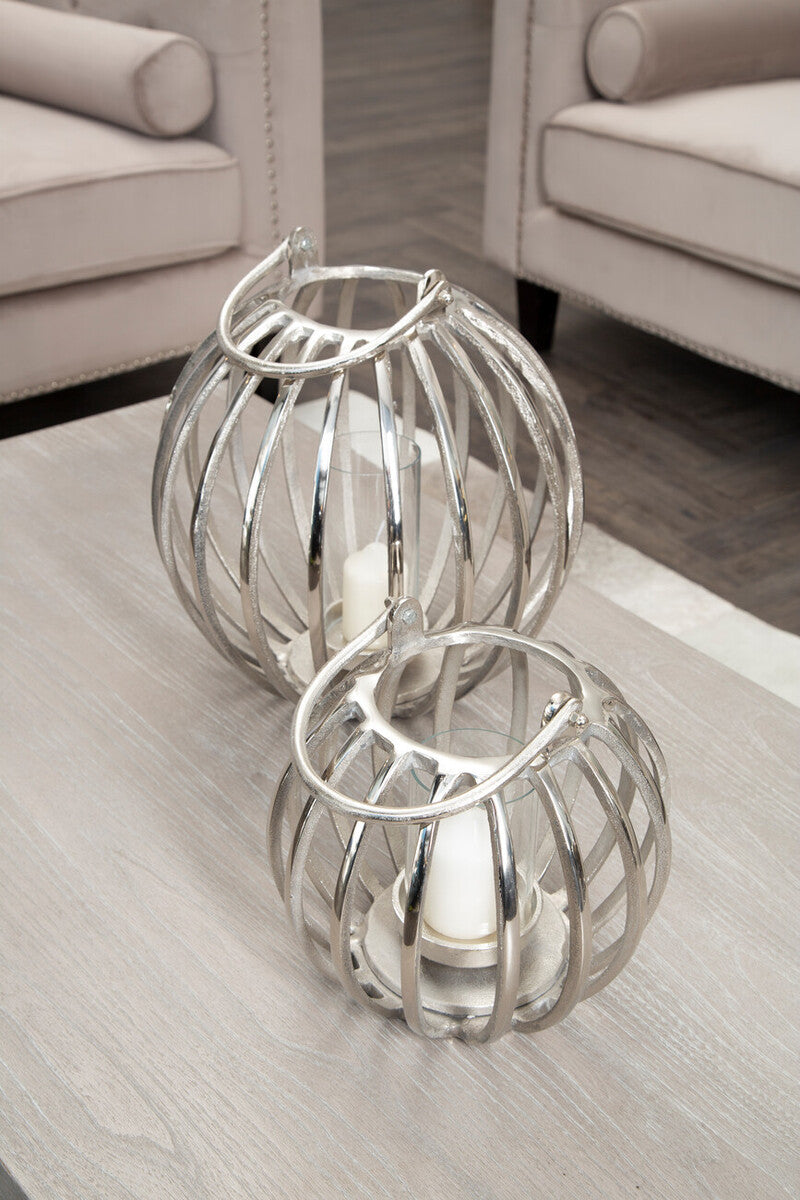 Aura Small Silver Finish Lantern