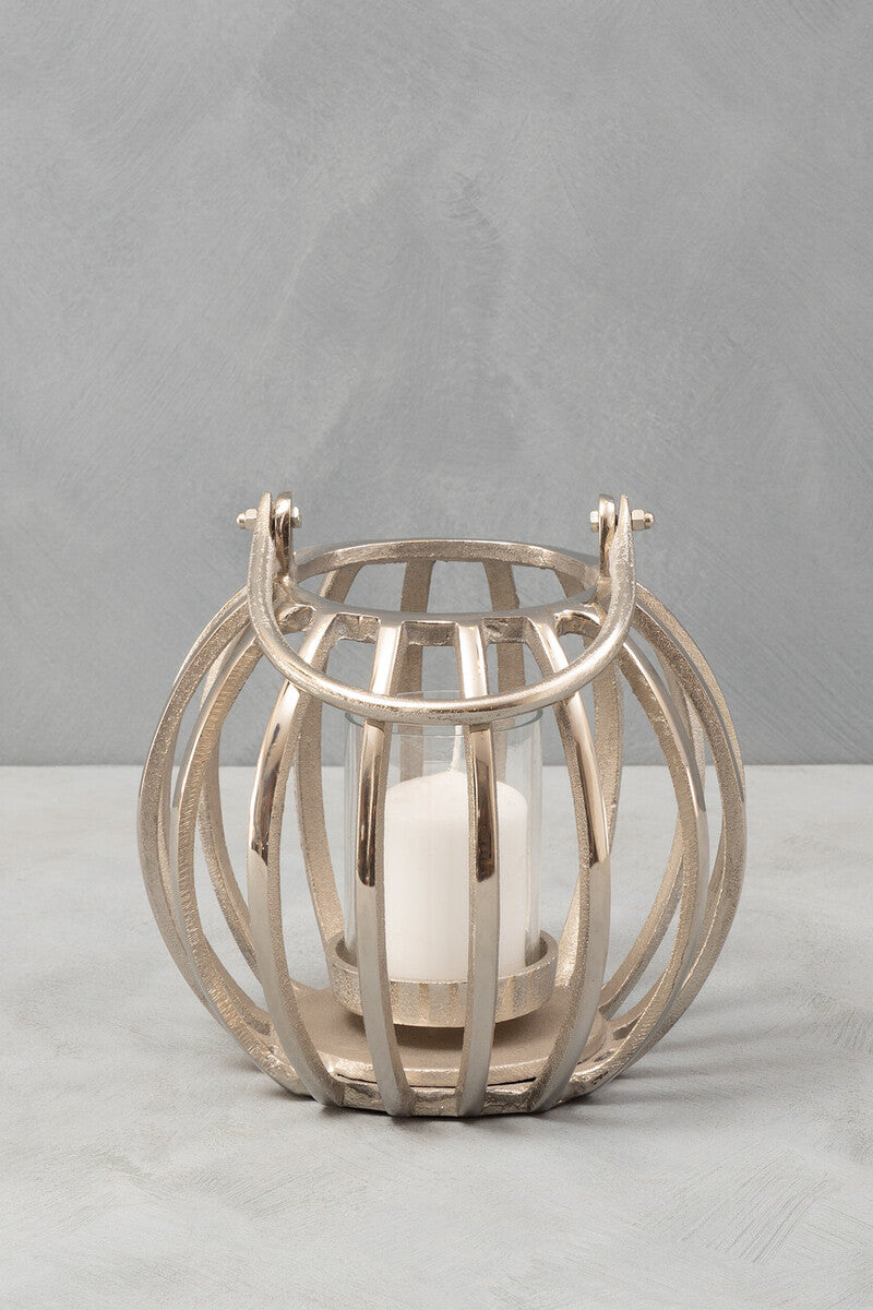 Aura Small Silver Finish Lantern