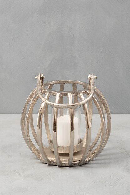 Aura Small Silver Finish Lantern