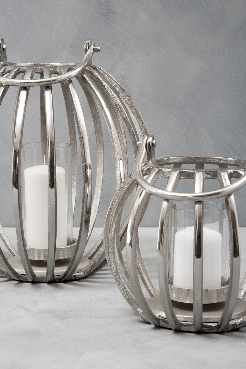 Aura Small Silver Finish Lantern