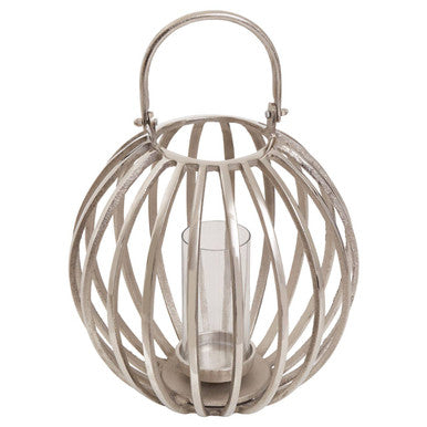 Aura Large Silver Finish Lantern