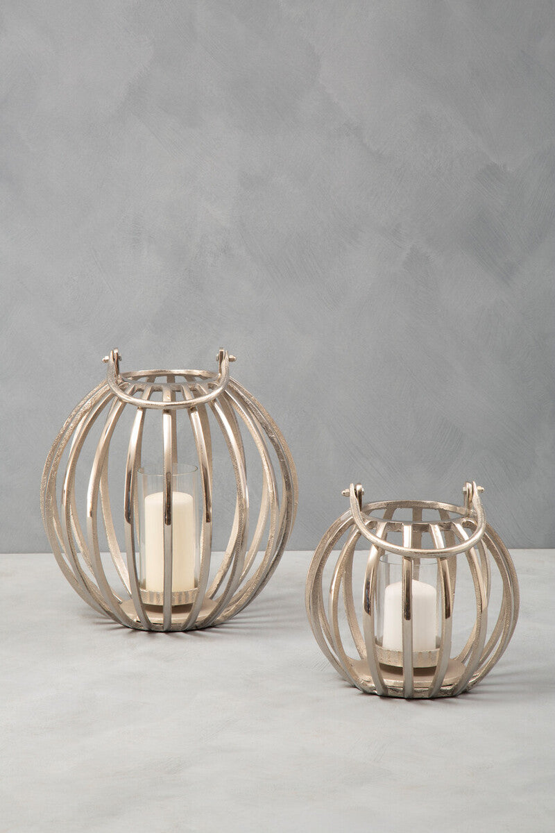 Aura Large Silver Finish Lantern