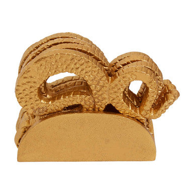 Serpent Gold Set of 4 Coasters with Holder