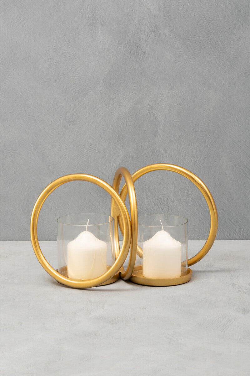 Aura Small Gold Finish Double Candle Holder - Image 3