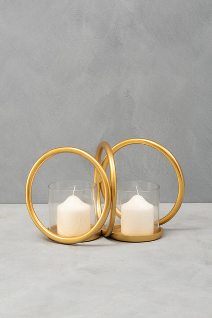 Aura Small Gold Finish Double Candle Holder - Image 3