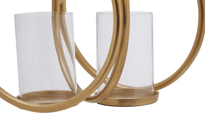 Aura Medium Gold Finish Double Candle Holder