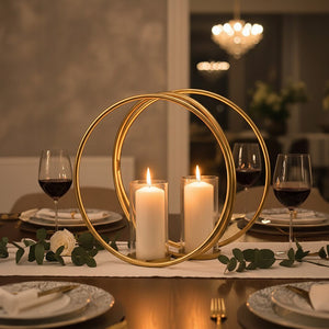 Medium Gold Finish Double Candle Holder | Aura