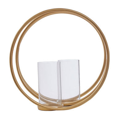 Aura Large Gold Finish Double Candle Holder
