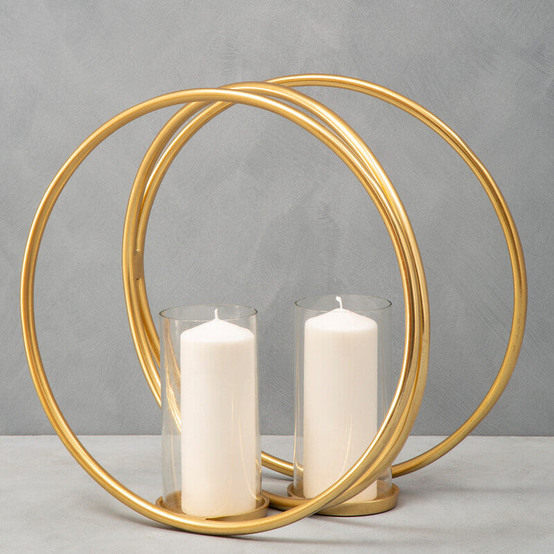 Aura Large Gold Finish Double Candle Holder - Image 2