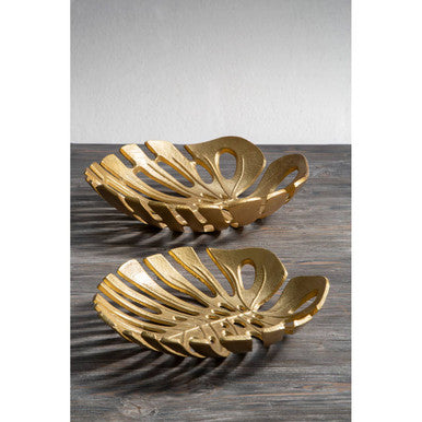Prato Monstera Small Gold Finish Leaf Dish