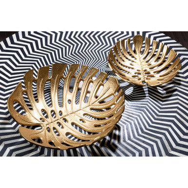 Prato Monstera Small Gold Finish Leaf Dish