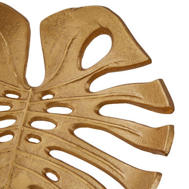 Prato Monstera Small Gold Finish Leaf Dish - Image 9