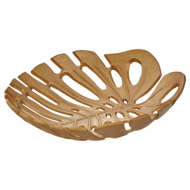 Prato Monstera Large Gold Finish Leaf Dish - Image 11