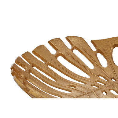 Prato Monstera Large Gold Finish Leaf Dish