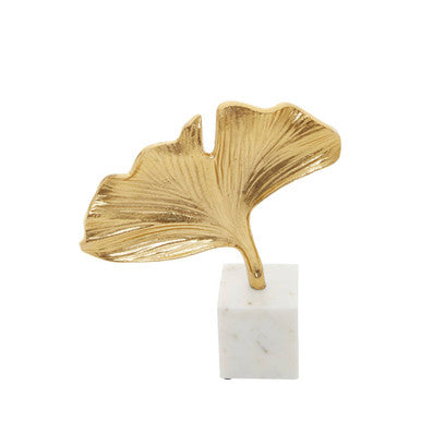 Mirano Gold Finish Ginkgo Sculpture