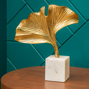 Mirano Gold Finish Ginkgo Sculpture