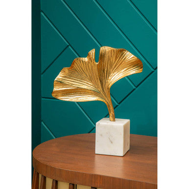 Mirano Gold Finish Ginkgo Sculpture
