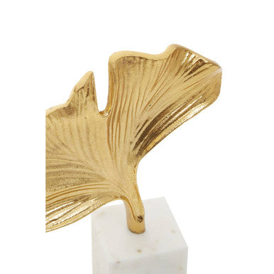 Mirano Gold Finish Ginkgo Sculpture - Image 6