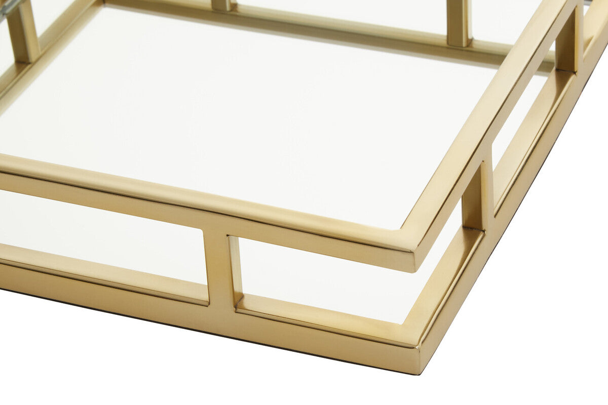 Cruzar Square Gold Finish Tray