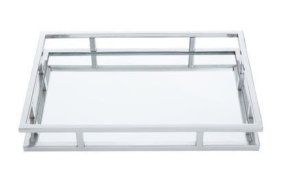 Rectangular metal frame with glass panels on a white background