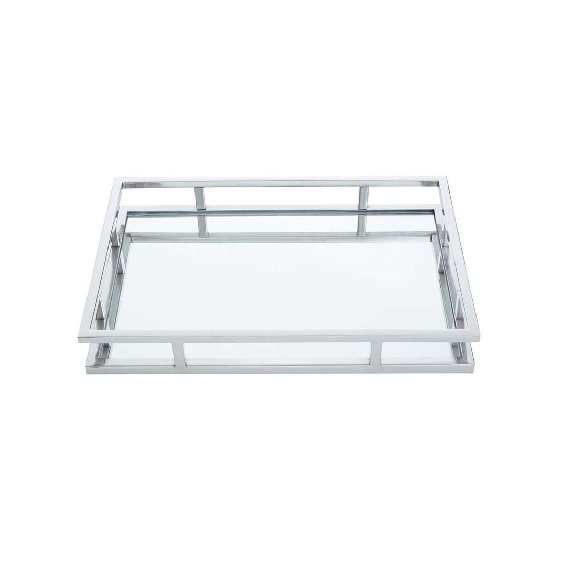 Cruzar Rectangular Silver Finish Tray
