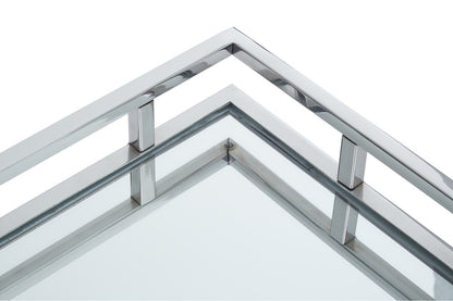 Cruzar Rectangular Silver Finish Tray