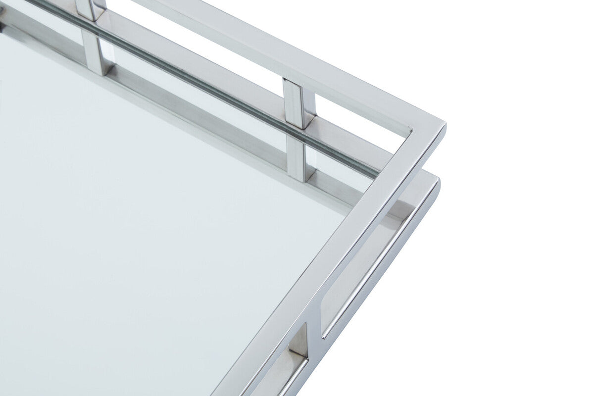 Cruzar Rectangular Silver Finish Tray