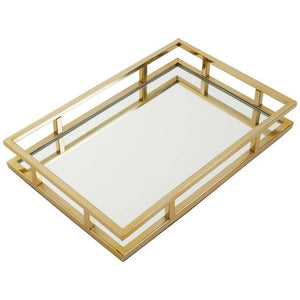 Cruzar Rectangular Gold Finish Tray
