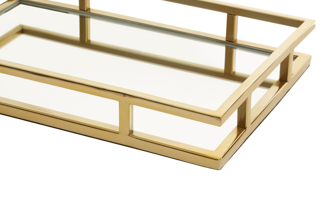 Cruzar Rectangular Gold Finish Tray