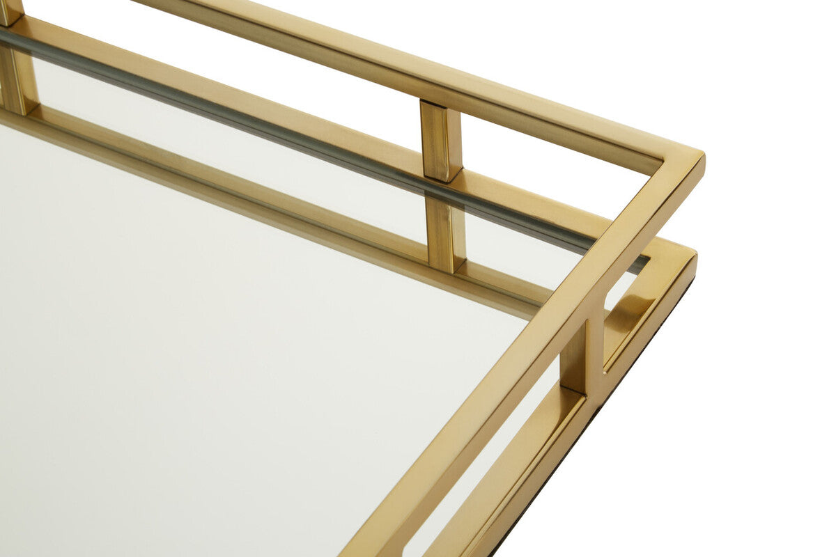 Cruzar Rectangular Gold Finish Tray