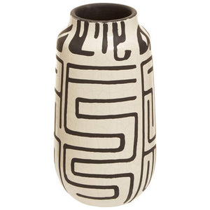 Barren Earthenware White And Black Vase