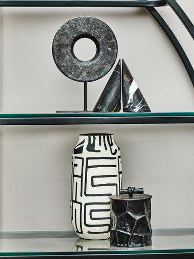 Barren Earthenware White And Black Vase