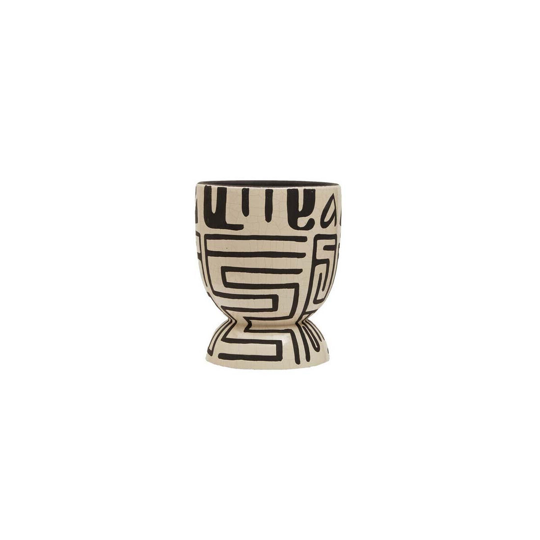 Barren Earthenware White And Black Planter