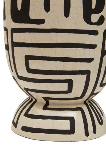 Barren Earthenware White And Black Planter