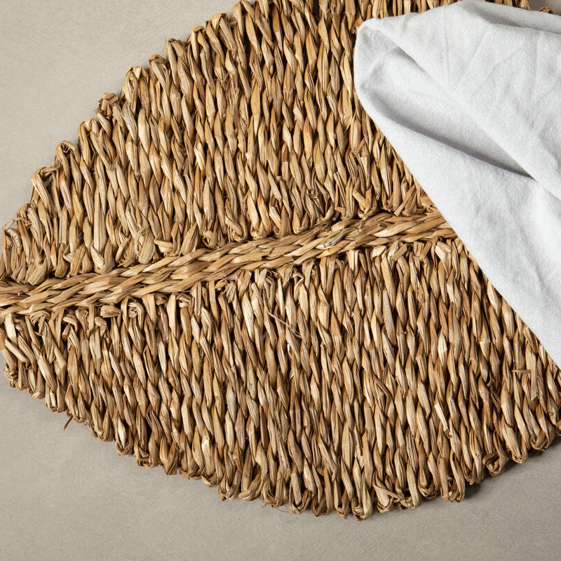 Woven mat on a neutral background