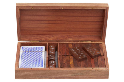 Churchill Games 3 In 1 Dominoes Dice and Playing Cards Set