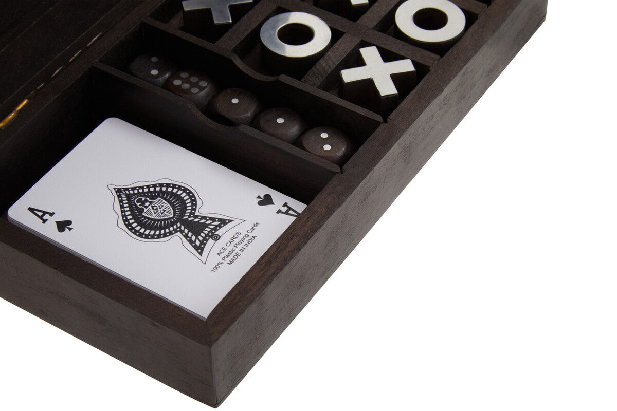 Churchill Games 3 In 1 Noughts and Crosses Dice and Playing Cards Set
