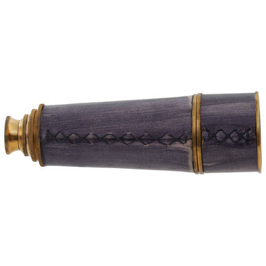 Churchill Brass and Black Leather Effect Tapered Telescope - Image 4