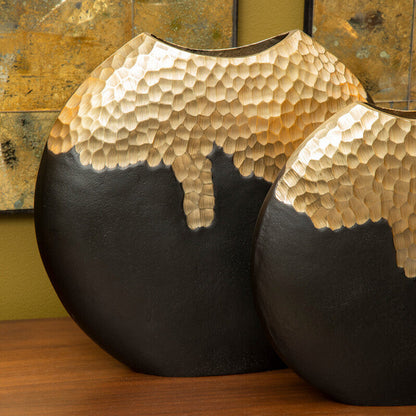 Daito Large Black and Gold Round Vase