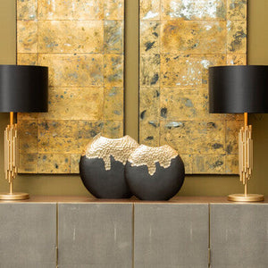 Daito Large Black and Gold Round Vase