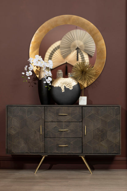 Daito Large Black and Gold Round Vase - Image 8